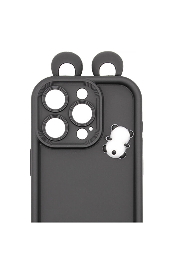 Protective Case for Apple iPhone 15 Pro, Camera Protection, Animated Character, Black - 5