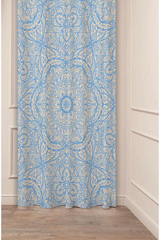 Authentic Anatolian Motifs Old Ancient Patterned Special Design Digital Printed (Single Wing) Stylish Background Curtain