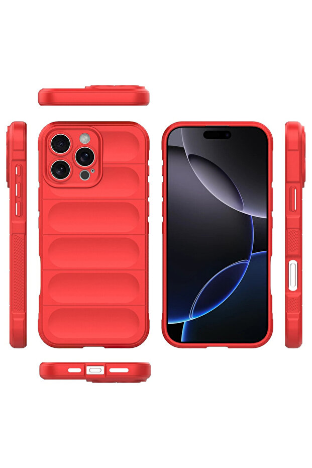 Buffer Case with Microfiber for Apple iPhone 16, Flexible TPU, Red - 6