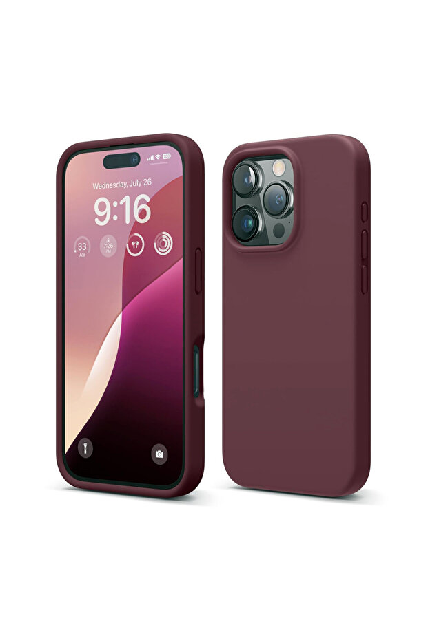 Smooth Silicone Microfiber Protective Case for Apple iPhone 16 Pro, Purple - 1