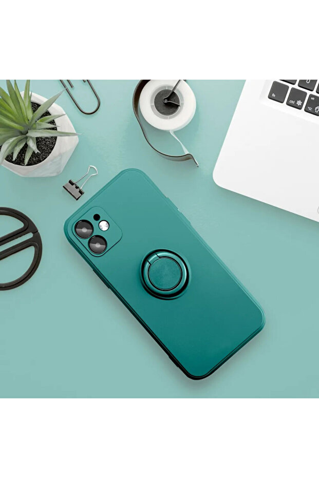 Case for Apple iPhone 16 Plus, Microfiber Interior, Ring Holder, Camera Protection, Green - 6