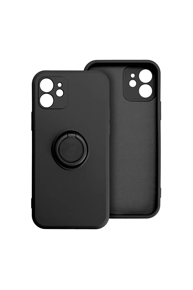 Case for Apple iPhone 16, Microfiber, Ring Holder, Camera Protection, Black - 6