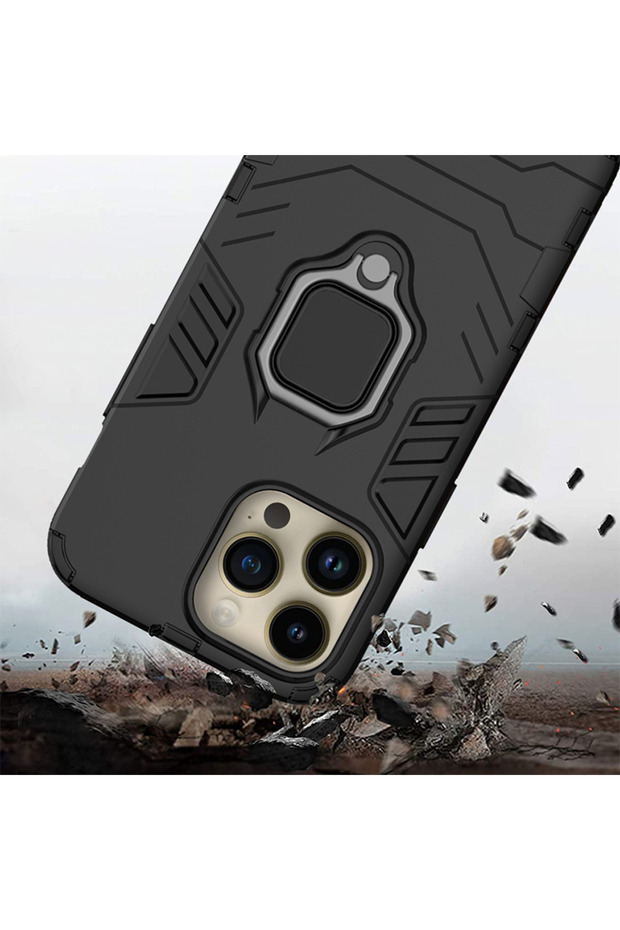 Case for Apple Iphone 14, Army Shield, Armour, Ring Holder, Black - 5