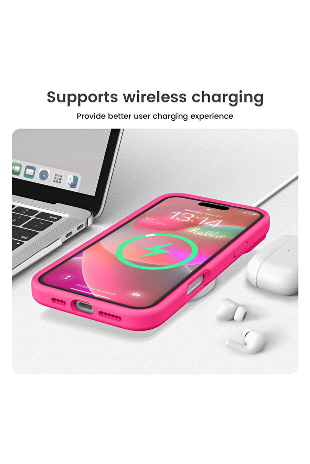 VelvetFlex Silicone Microfiber Protective Case for Apple iPhone 16, Pink - 4