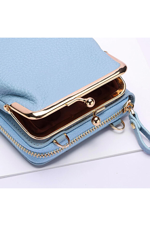 Universal 2 in 1 Case compatible with TCL, Elegant, Phone Bag, Zipper Pocket, Blue - 4
