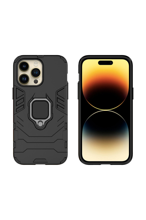 Case for Apple Iphone 14, Army Shield, Armour, Ring Holder, Black - 2