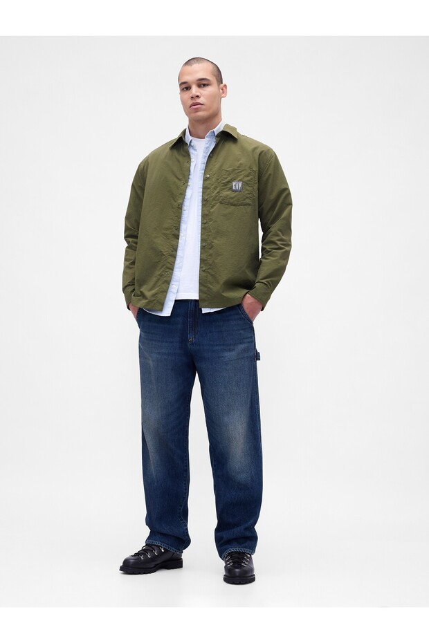 Erkek Yeşil Oversized Gömlek - 5