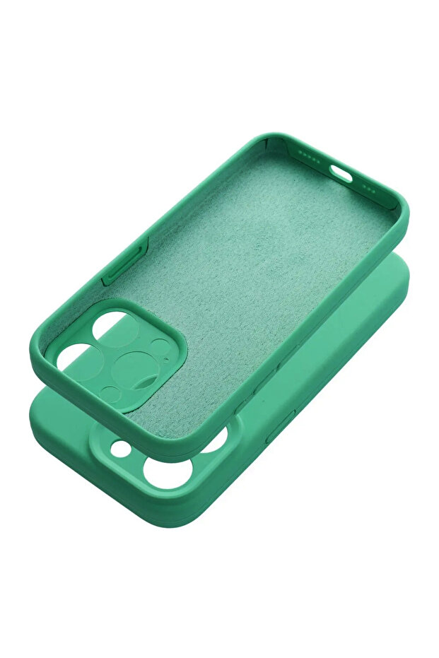 2mm Microfiber Silicone Protective Case for Apple iPhone 16, Mint Green - 3