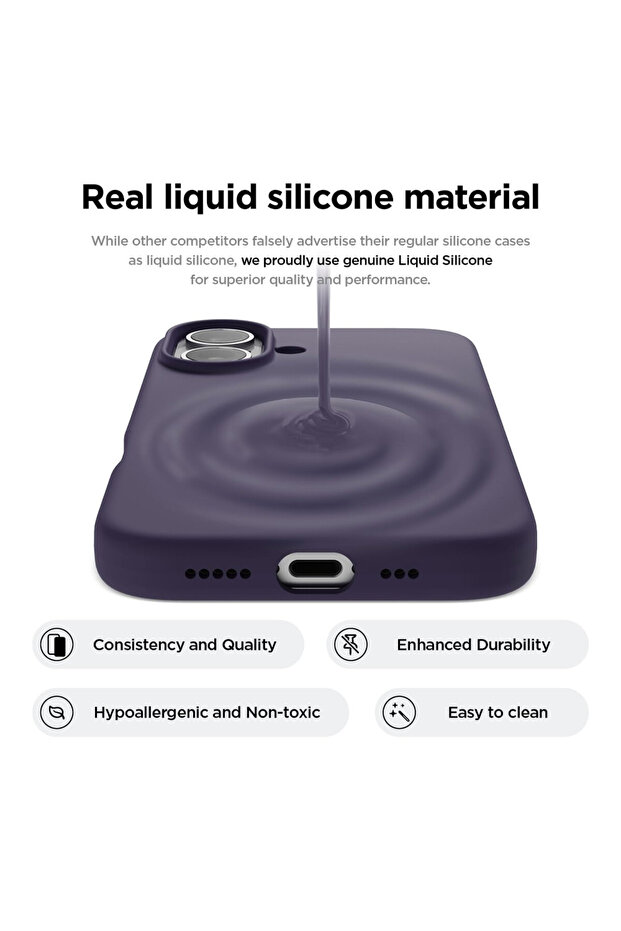 Smooth Silicone Microfiber Protective Case for Apple iPhone 16 Plus, Purple - 3
