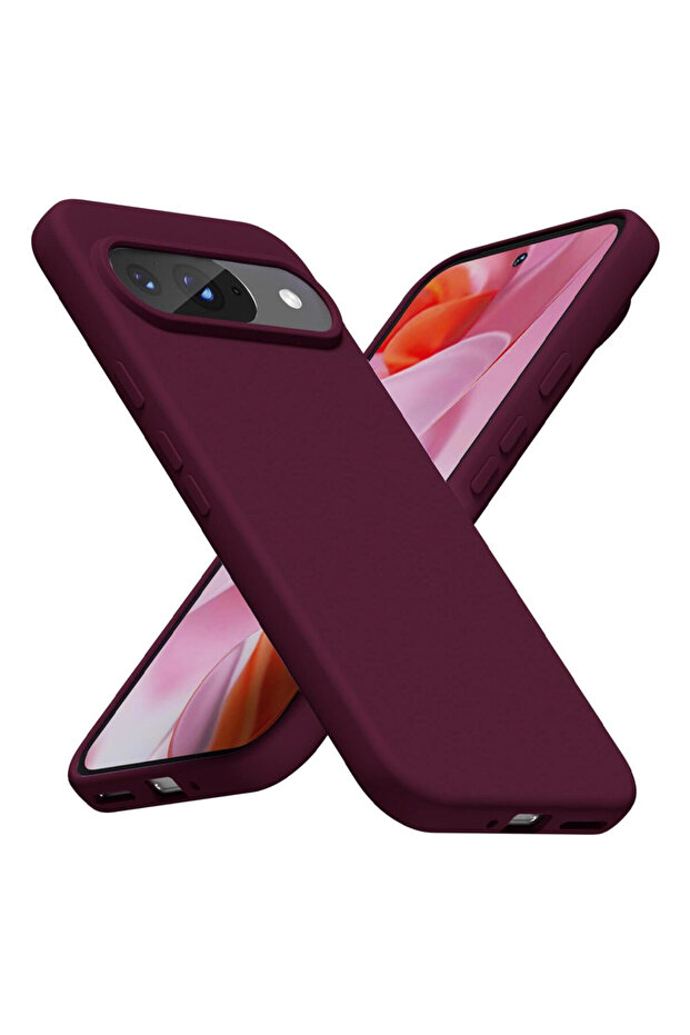 Smooth Silicone Microfiber Protective Case for Google Pixel 10 Pro, Burgundy - 1
