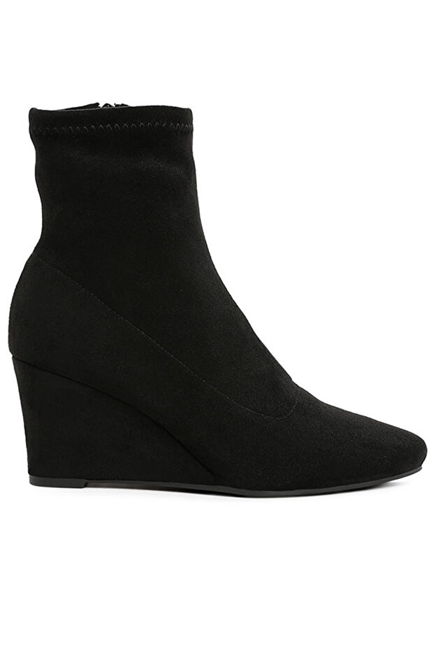 Women Microfiber Wedge Sock Boots in Black