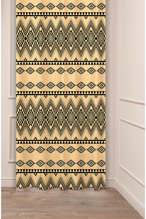 Authentic Anatolian Motifs Old Ancient Patterned Special Design Digital Printed (Single Wing) Stylish Background Curtain