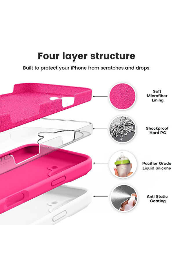 VelvetFlex Silicone Microfiber Protective Case for Apple iPhone 16, Pink - 2