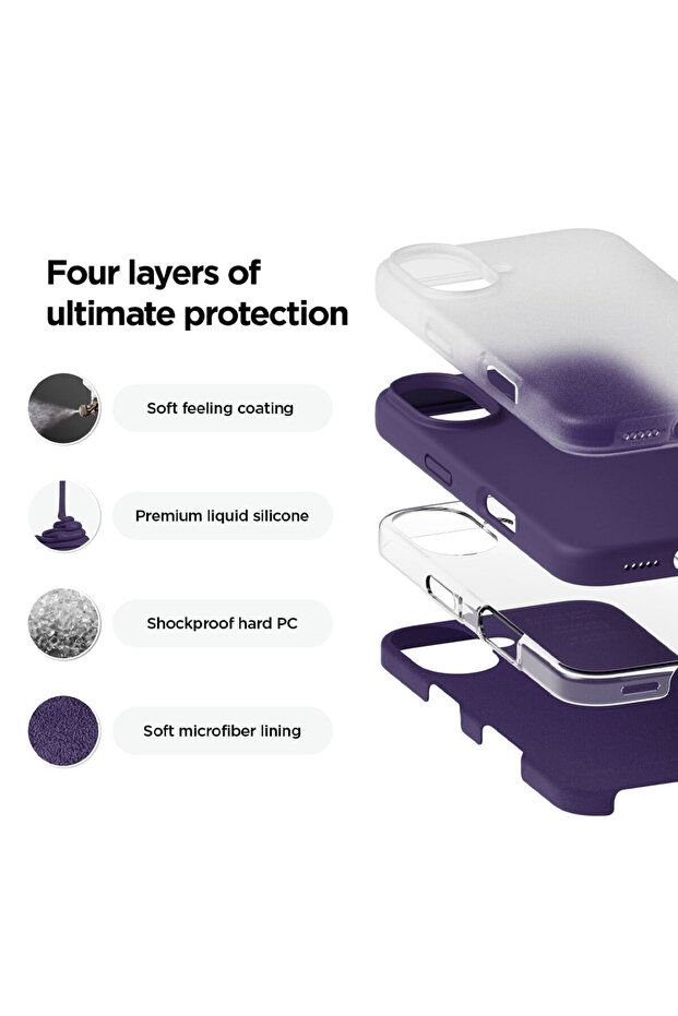 Soft-Touch Silicone Microfiber Protective Case for Apple iPhone 16 Pro, Wireless Charging, Purple - 3