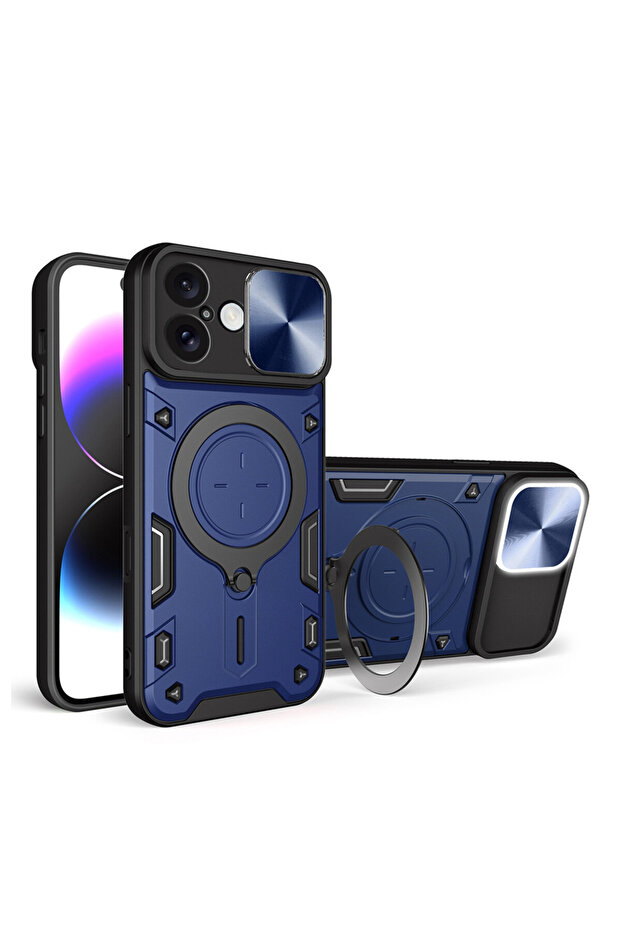 SurveilProRingLens Cover for Apple iPhone 16, Rotating Ring, Blue - 4