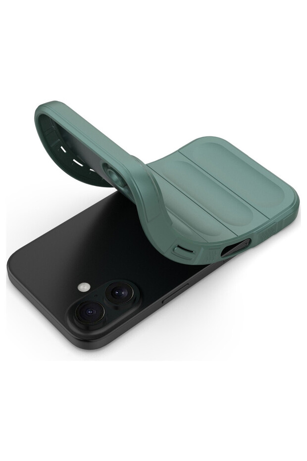 Buffer Case with Microfiber for Apple iPhone 16, Flexible TPU, Green - 5