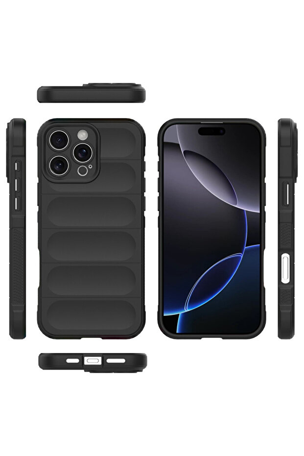 Buffer Case with Microfiber for Apple iPhone 16 Pro, Flexible TPU, Black - 6