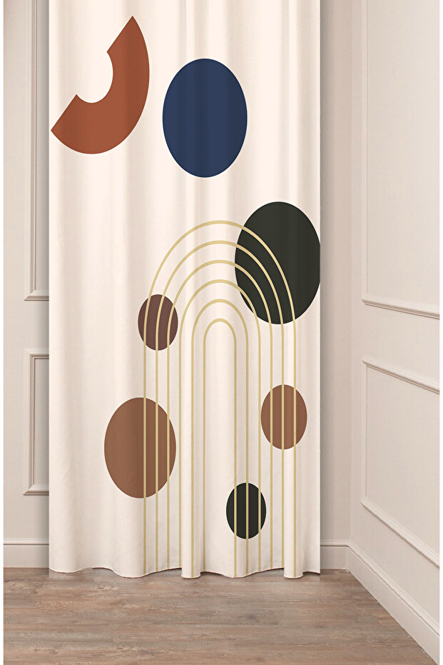 Patterned Geometric Striped Authentic Special Design Digital Printed (Single Panel) Stylish Modern Background Curtain