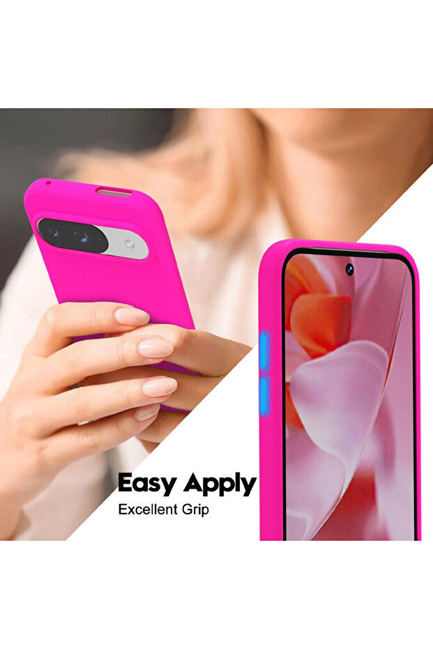 Smooth Silicone Microfiber Protective Case for Google Pixel 10, Hot Pink - 4