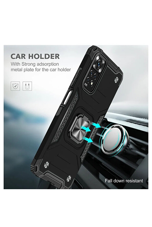 Armor Ring Case for Xiaomi Redmi 12C, Ring Support, Rugged Durable Case, Titanium Black - 4