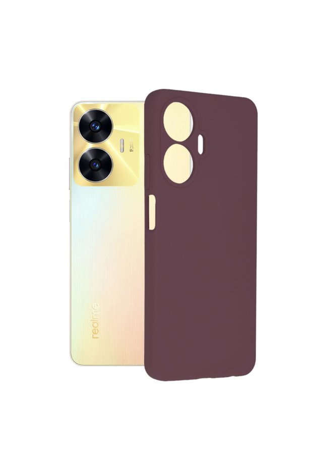 Husa de silicon TPU pentru Realme C55, Interior Microfibra, Visiniu