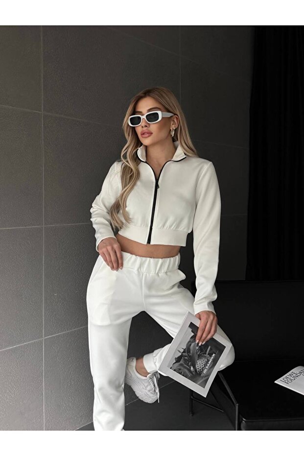 بدلة رياضية بسحاب من القماش الغاطس - 3