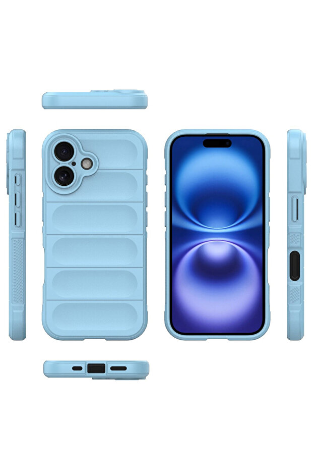 Buffer Case with Microfiber for Apple iPhone 16 Plus, Flexible TPU, Blue - 6