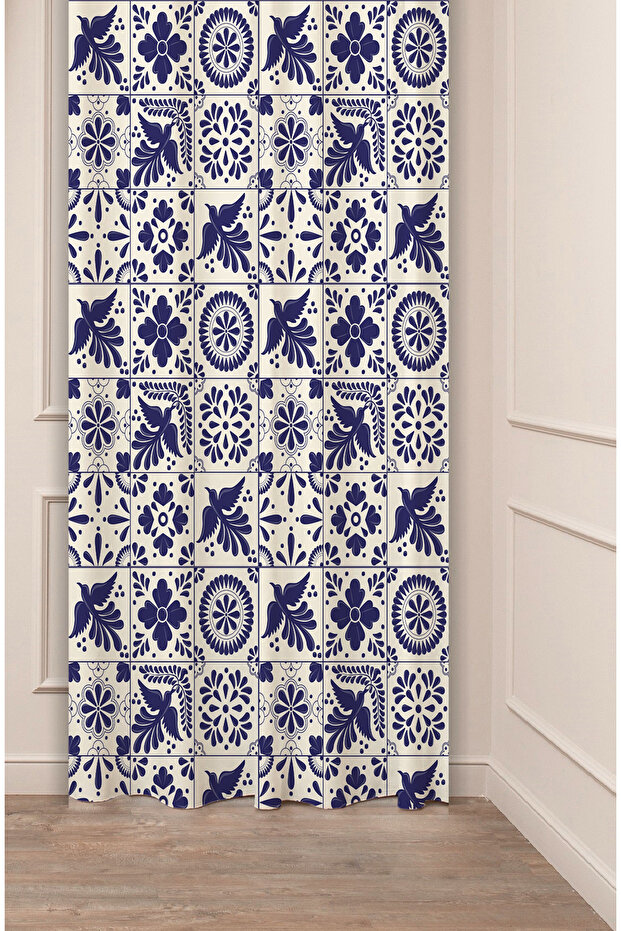 Authentic Anatolian Motifs Old Ancient Patterned Special Design Digital Printed (Single Wing) Stylish Background Curtain