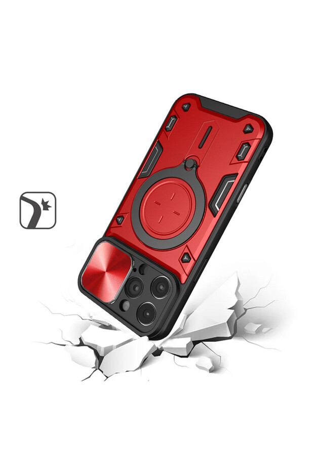 SurveilProRingLens Cover for Apple iPhone 16 Pro, Rotating Ring, Red - 5
