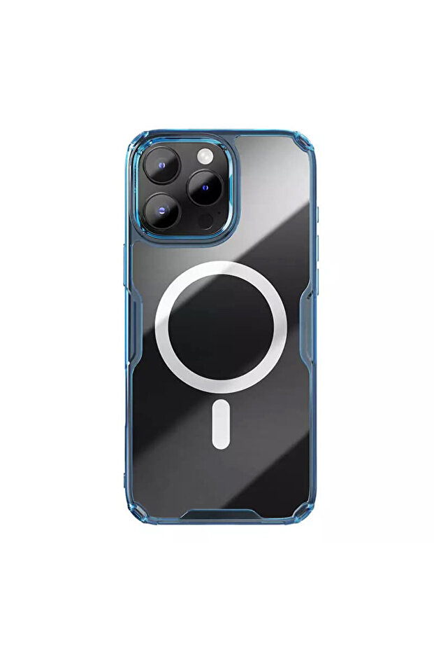 AntiShock Case for Apple iPhone 16 Pro, Magnetic Function, Transparent/Blue - 1