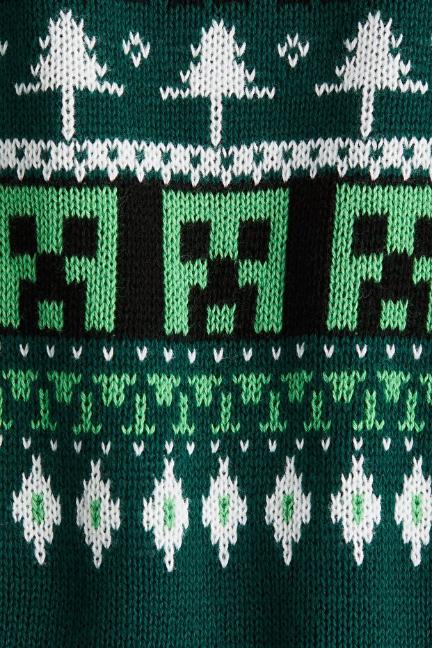 Pamuklu Jakarlı Triko Kazak - 5