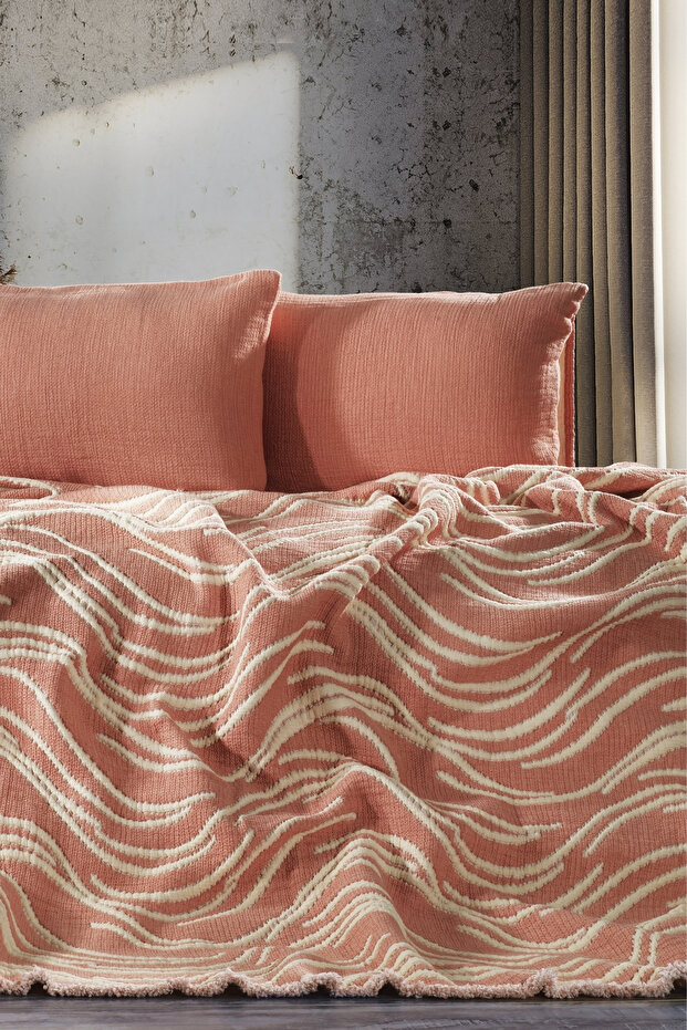 Mabelle Çift Kişilik Yatak Örtüsü / Pudra - 2