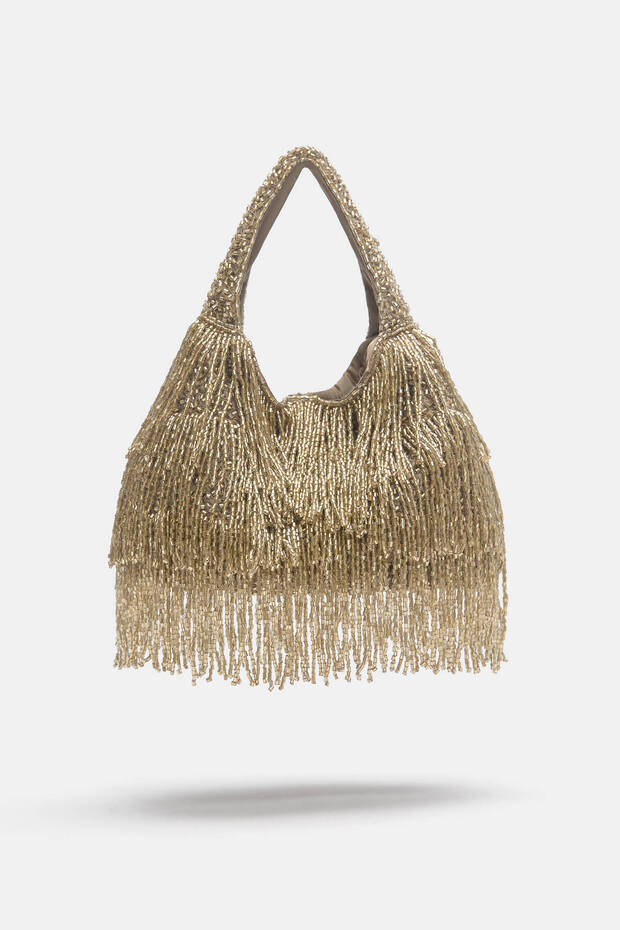 Püsküllü ve boncuklu el çantası - 5