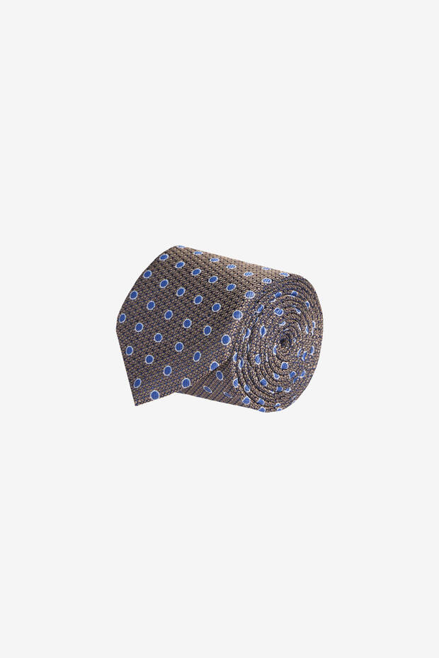 Men's Brown-Navy Patterned Tie