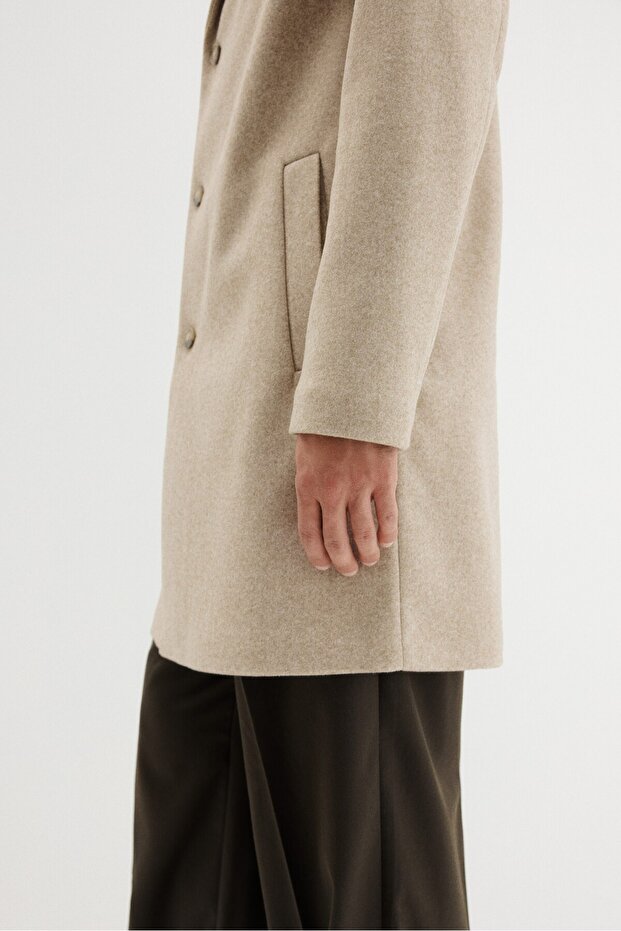 Önü Tek Sıra Düğmeli Kaban - 5