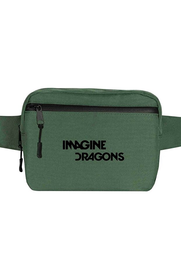 حقيبة خصر بشعار Imagine Dragons باللون الأخضر