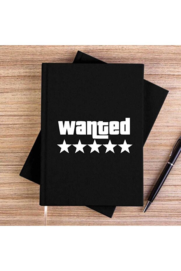 Wanted White Black Unlined Canvas Notebook - 1