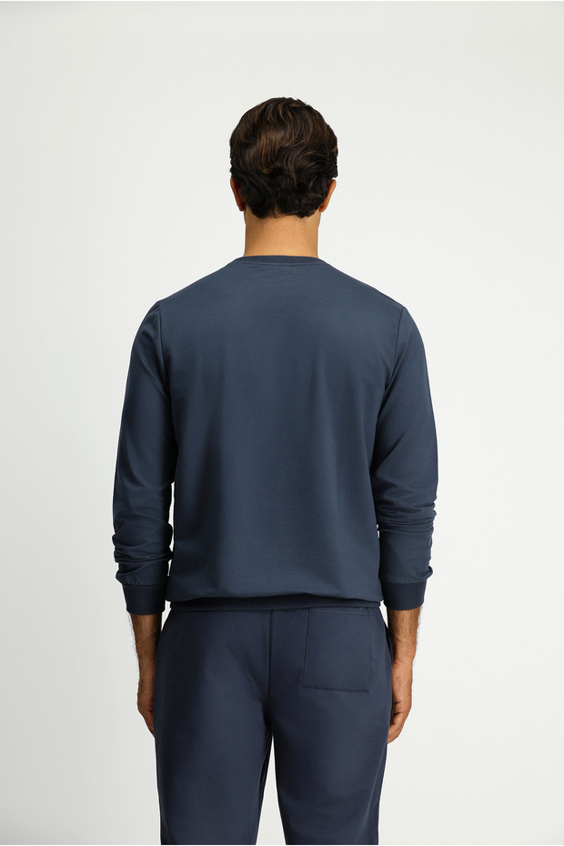 Bisiklet Yaka Regular Fit Nakışlı Basic Sweatshirt - 5