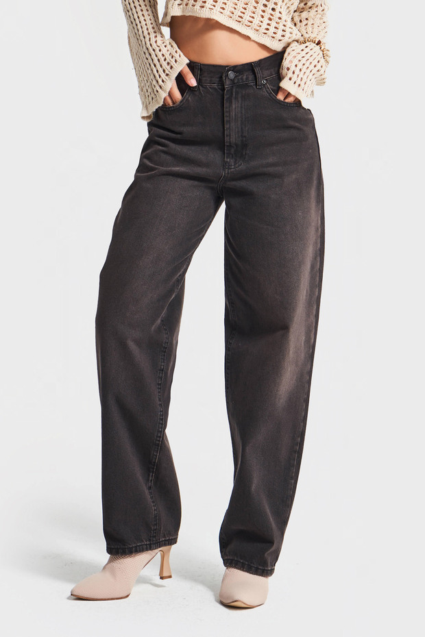 Women's Dark Denim Color Cindy 2W5-62 Skater Fit Loose Fit Inner Length 83cm Denim Jean