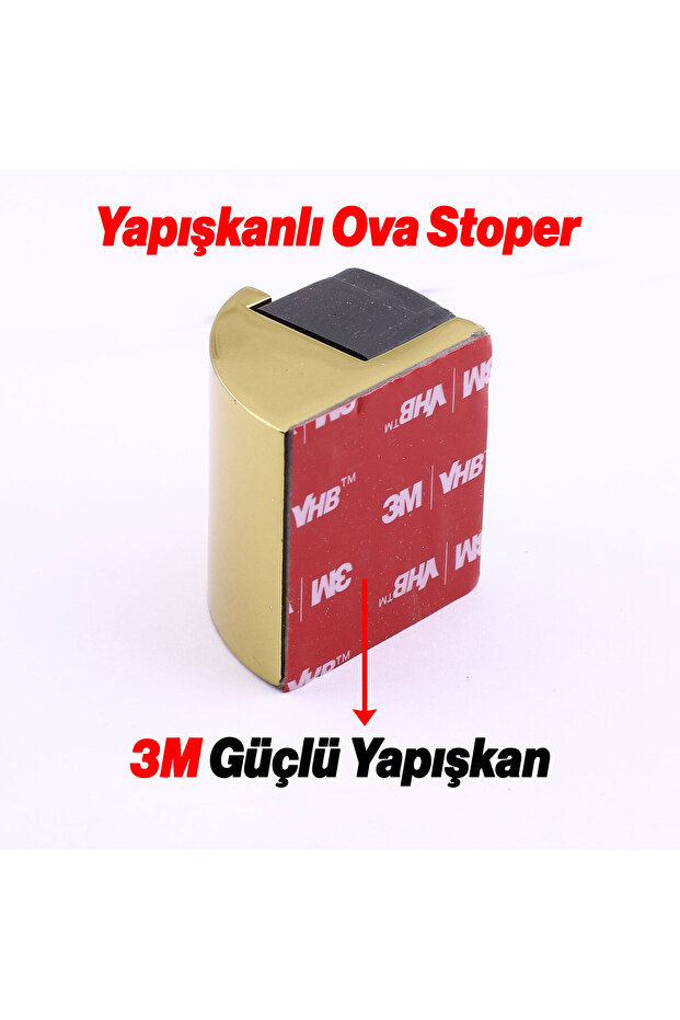 Metal Kapı Stoperi Oval Gold Altın Güçlü Yapışkanlı Kauçuk Kapı Tamponu Çarpma Önleyici Durdurucu - 3