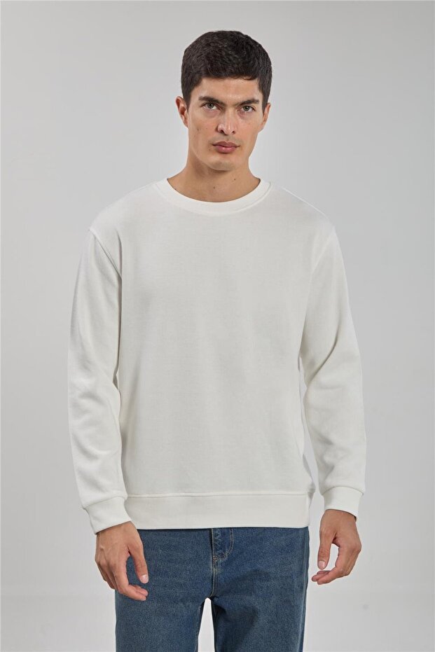 Men's Crew Neck Sweatshirt - Ecru