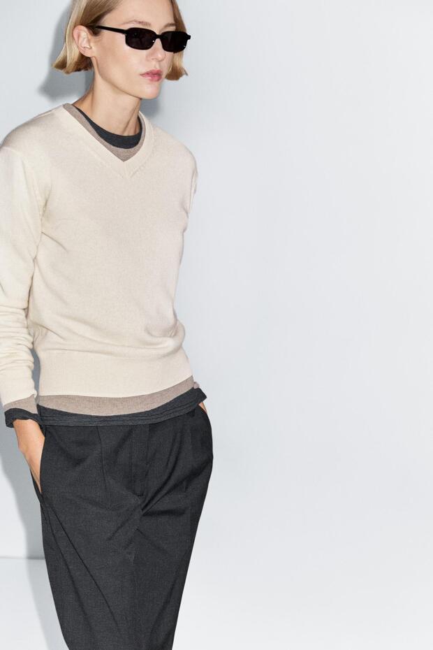 Yünlü V yaka triko kazak - 3