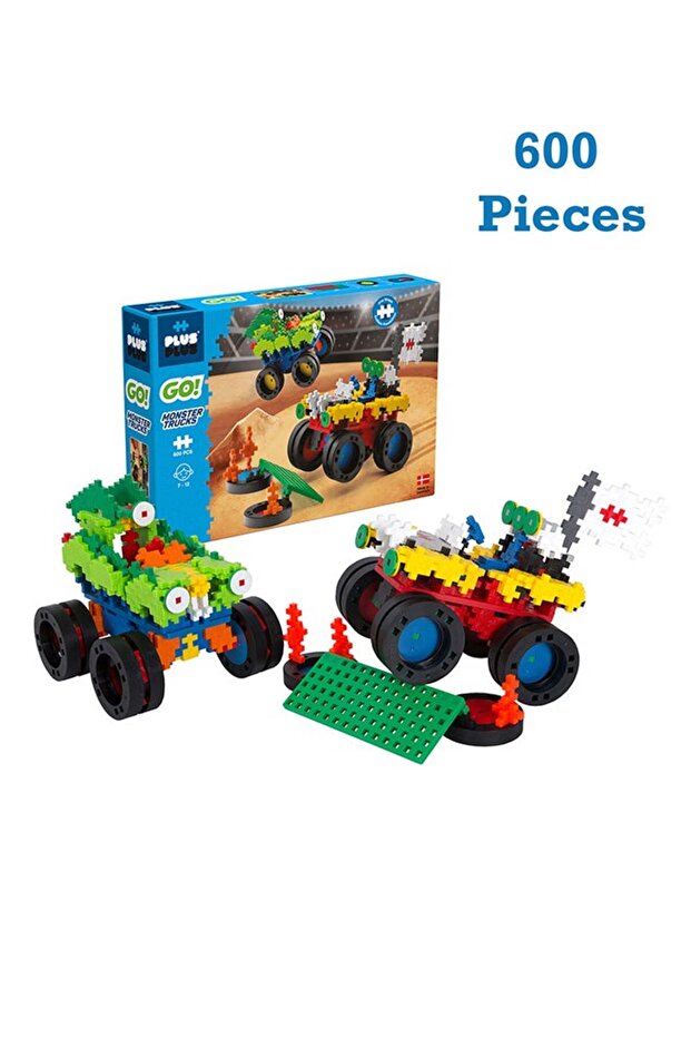 Plus-Plus Creative Building Blocks, Monster Trucks, Construction Toy, Plusplus Go, 600 Pieces, Basic - 1