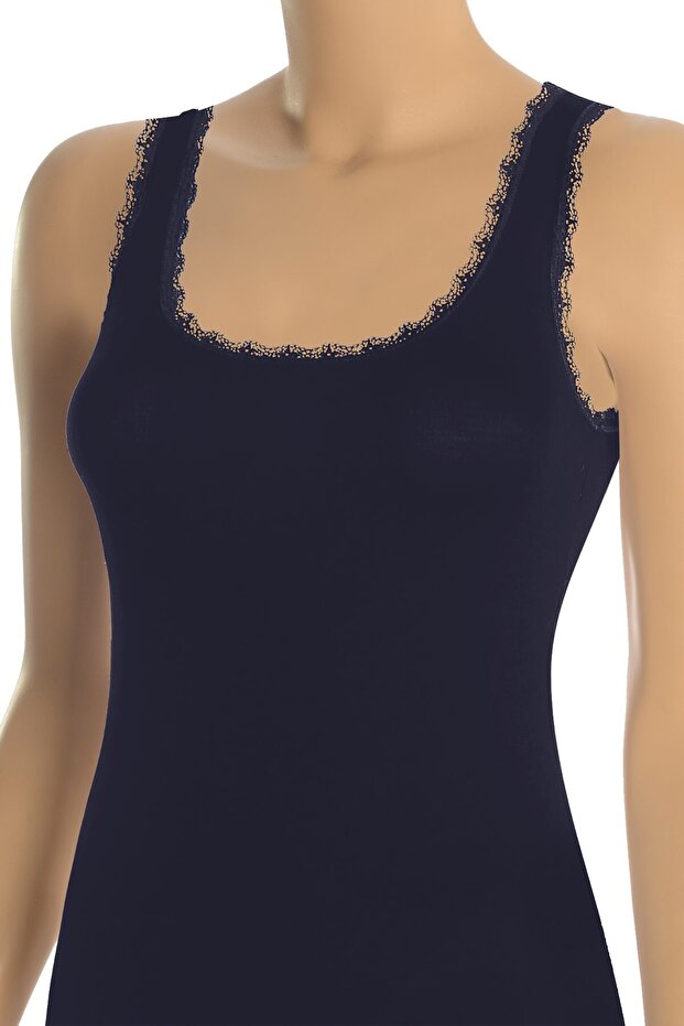 Kadın Atlet Dantelli Kalın Askılı (%90 Viskon - %10 Elastan) - 1