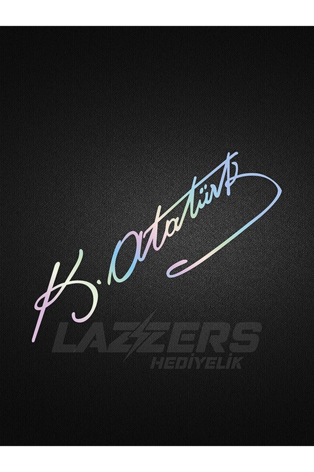 25 cm Hologram Color Ataturk Signature - Car Rear Window Foil Sticker