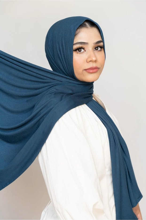Soft Stretch Jersey Hijabs, Effortless Style and Comfort, Curated Collection (Slate Teal)