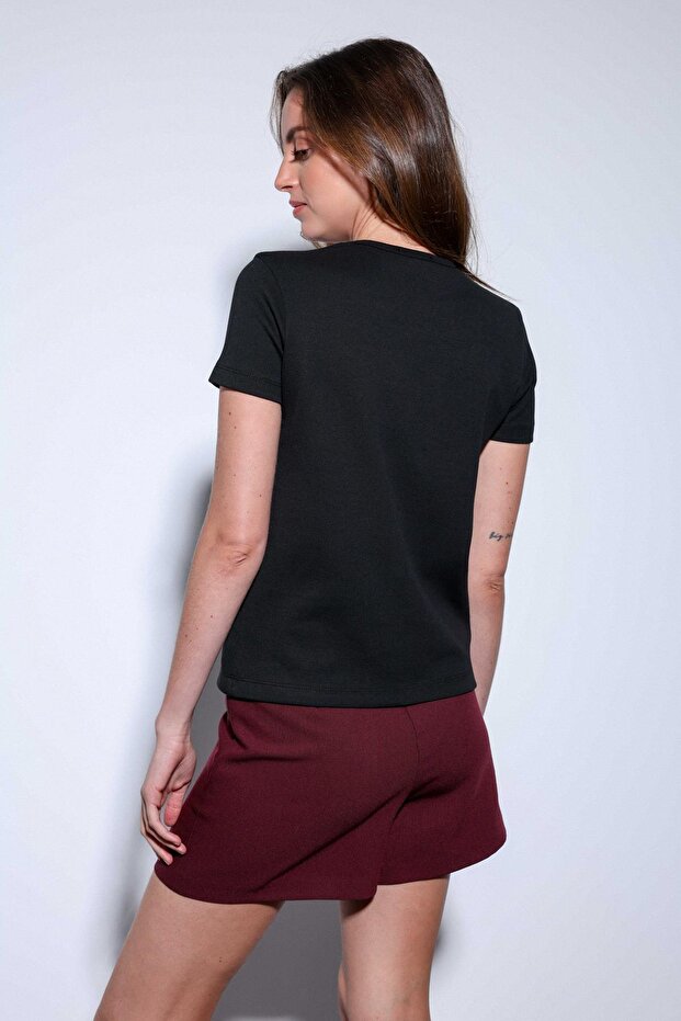 Siyah Basic Kadın T-Shirt - 6