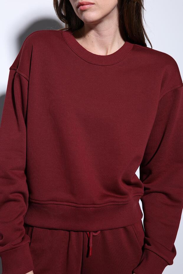 Bordo Basic Kadın Sweatshirt - 3