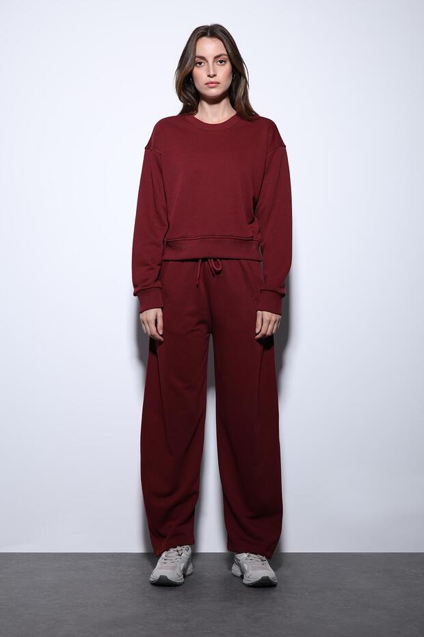 Bordo Basic Kadın Sweatshirt - 2