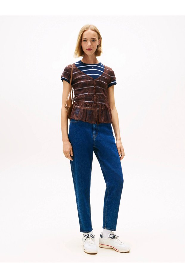 Mom Ultra High Waist Ankle-Tightening Women's Blue Jeans Dw0Dw219541Bk